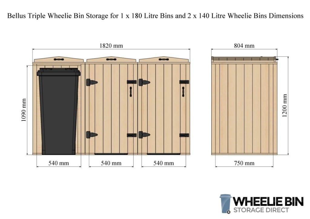 Bellus Triple Wheelie Bin Storage Chest - WheelieBinStorageDirect.co.uk